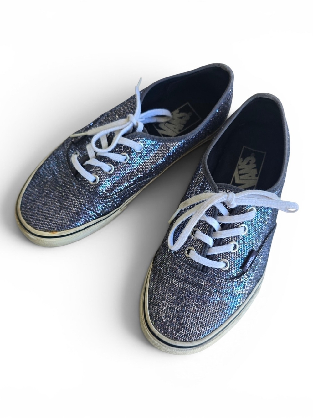 Vans Glitter Low-Top Sneakers in Iridescent Navy Womens Size 7.5 Mens Size 6